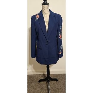 Embroidered Blue Blazer